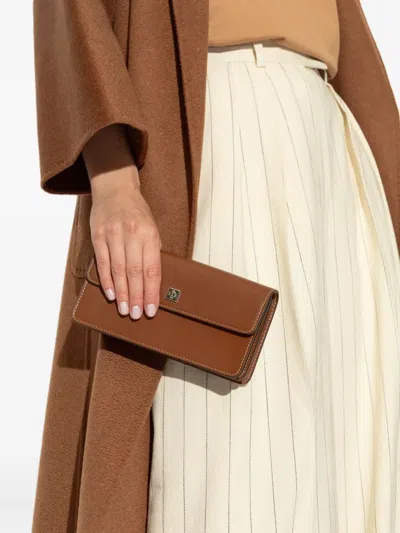 Max Mara Clutchy Grained Leather Clutch In Brown