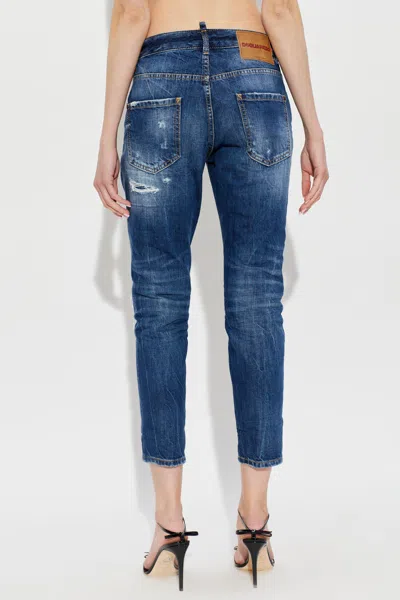 Dsquared2 Distressed Teddy Jeans In Blue