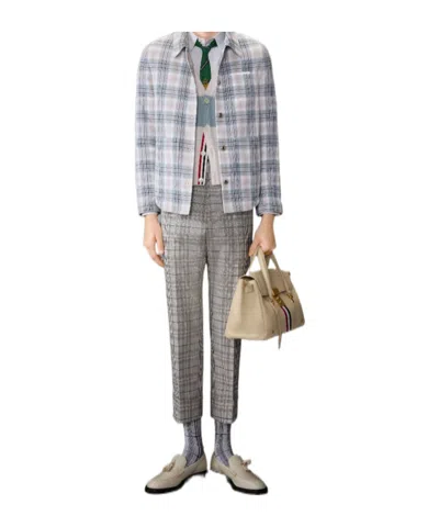Thom Browne Plaid Armband Cotton Blend Utility Jacket In White