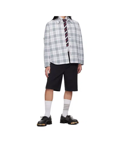 Thom Browne Plaid Armband Cotton Blend Utility Jacket In White