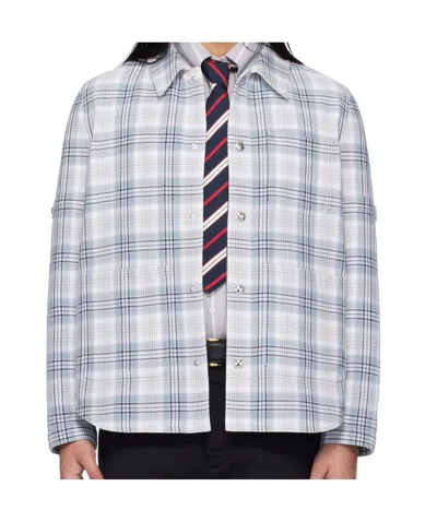 Thom Browne Plaid Armband Cotton Blend Utility Jacket In White