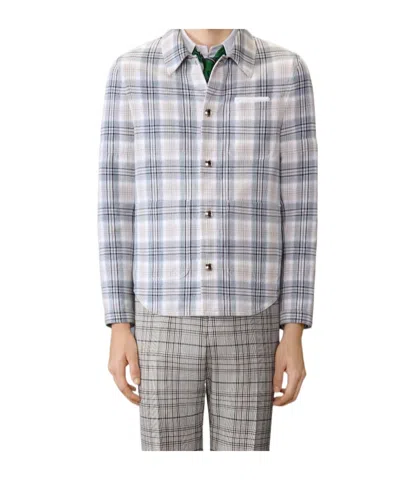 Thom Browne Plaid Armband Cotton Blend Utility Jacket In White
