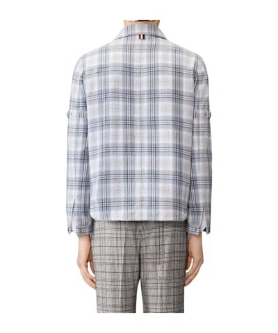 Thom Browne Plaid Armband Cotton Blend Utility Jacket In White