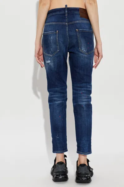 Dsquared2 Distressed Teddy Jeans In Blue