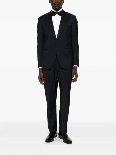 Corneliani Peak-lapel Single-breasted Suit In Black