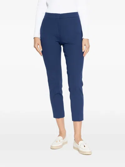 Max Mara Solid Color Casual Pants In Blue