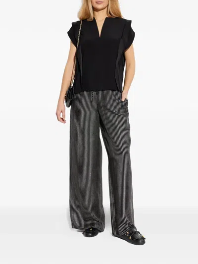 Max Mara V-neck Panel Blouse In Black