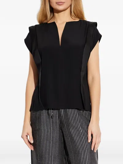 Max Mara V-neck Panel Blouse In Black