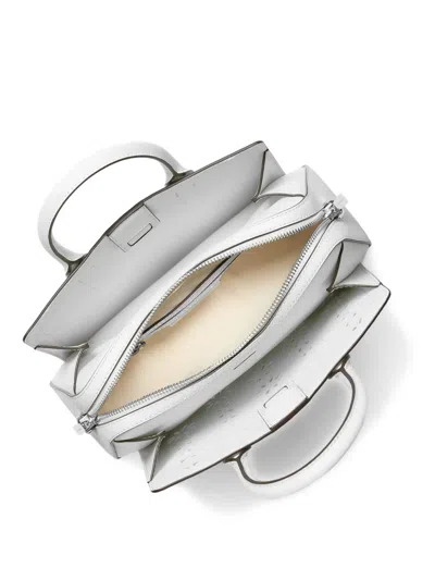 Michael Kors Laila Small Embellished Laser Cut Leather Satchel In White