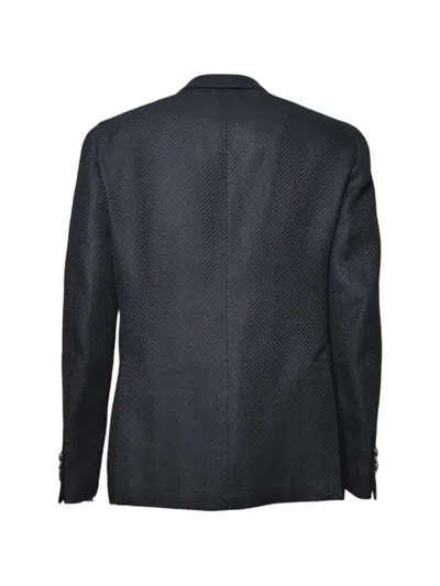 Gabriele Pasini Herringbone-patterned Blazer In Blue