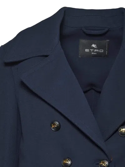 Etro Double-breasted Notched-lapel Jacket In Blue
