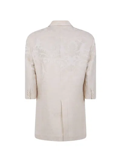 Uma Wang Damask-pattern Linen Jacket In Neutral