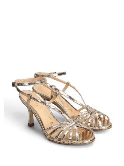 Chantal Crocodile-effect Multi-strap Sandals In Silver