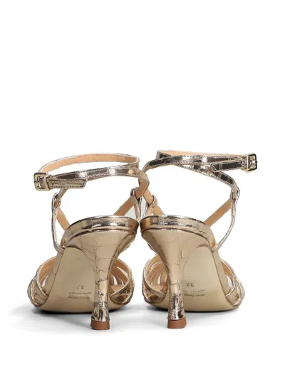 Chantal Crocodile-effect Multi-strap Sandals In Silver