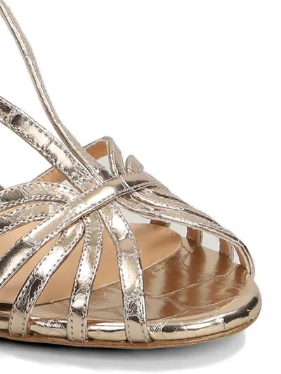 Chantal Crocodile-effect Multi-strap Sandals In Silver