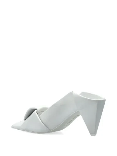 Loewe Leather Origami Mules Pointed Toe Sculptural Heel In Gray