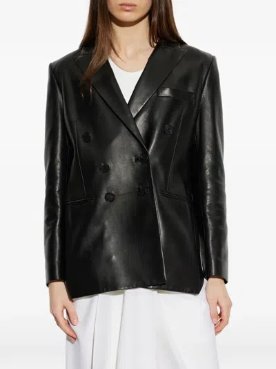 Givenchy Double-breasted Leather Jacket In Black