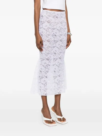 Oseree Floral-patterned Skirt In White