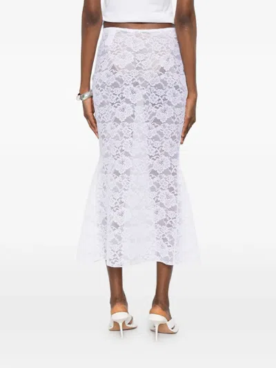 Oseree Floral-patterned Skirt In White