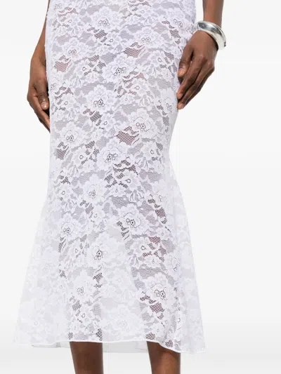 Oseree Floral-patterned Skirt In White