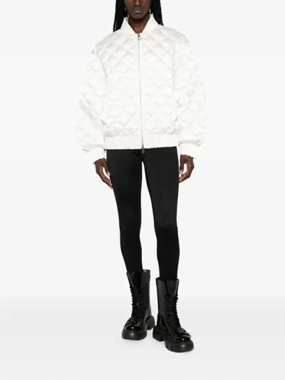 Raxxy Quilted-pattern Bomber Jacket In White