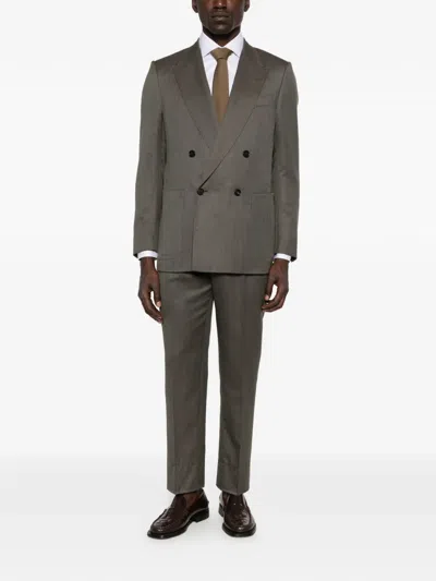 Zegna Double-breasted Wool Suit In Multi