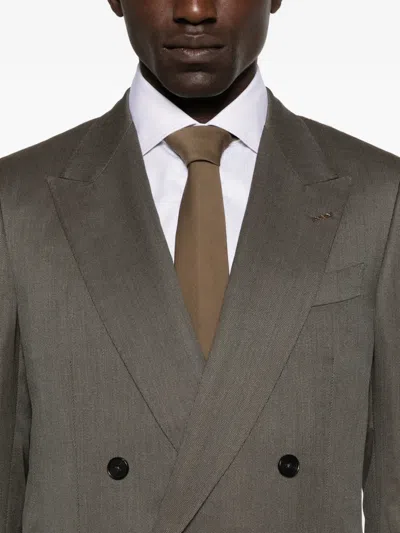 Zegna Double-breasted Wool Suit In Multi