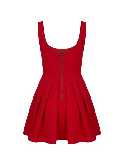 Alice And Olivia Estrella Draped Flare Mini Dress In Red