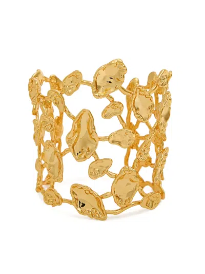 Alexis Bittar Brut Mosaic Hammered Open-work Cuff Bracelet In Gold
