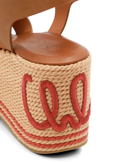 Chloé Leather Platform Espadrilles In Brown