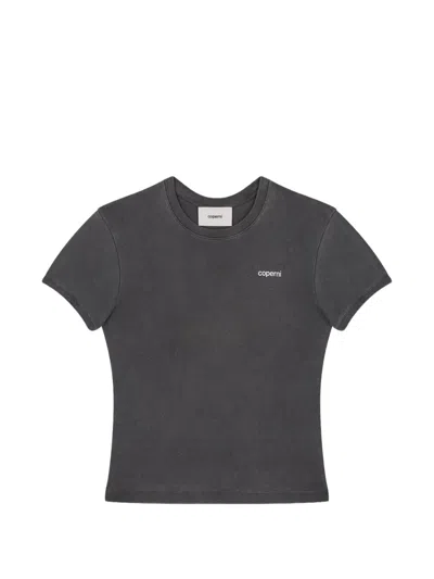Coperni Logo-print Cropped T-shirt In Gray