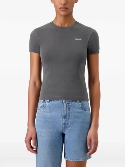 Coperni Logo-print Cropped T-shirt In Gray