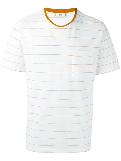Shop Ami Alexandre Mattiussi T-shirt Mit Kontraststreifen - Weiss In White