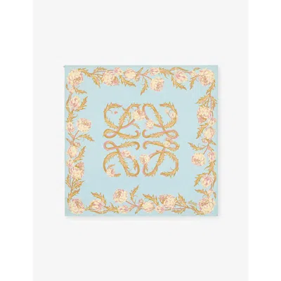 Loewe Square Silk Scarf In Blue