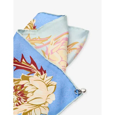 Loewe Square Silk Scarf In Blue