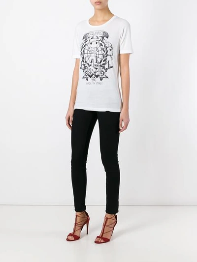 Dsquared2 White Cotton T-shirt With Frontal Print