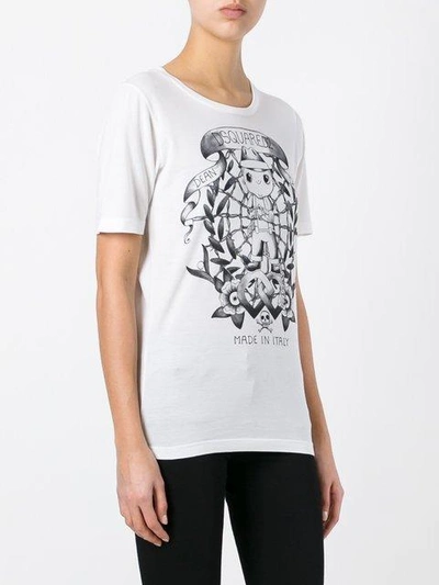 Dsquared2 White Cotton T-shirt With Frontal Print