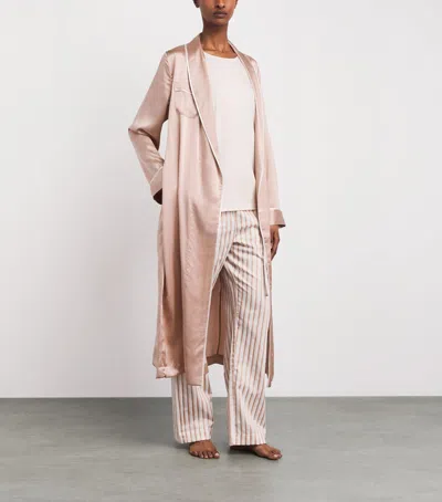 Derek Rose Silk Bailey Robe In Pink