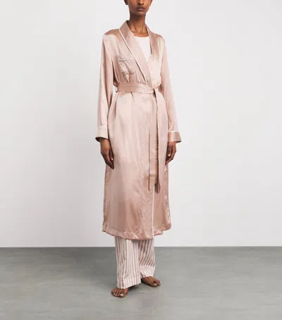 Derek Rose Silk Bailey Robe In Pink