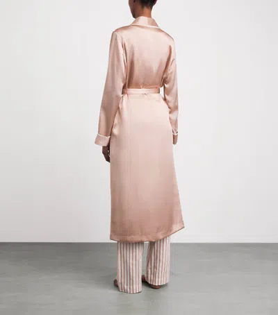 Derek Rose Silk Bailey Robe In Pink