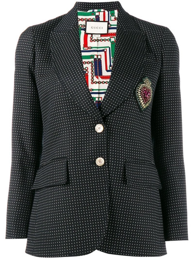 Gucci Polka-dotted Wool, Mohair And Cotton Blazer In Black