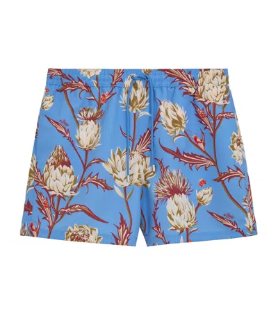 Loewe Printed Swim Trunks In Blue