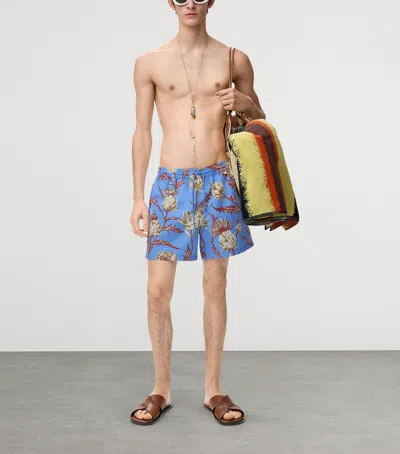 Loewe Printed Swim Trunks In Blue