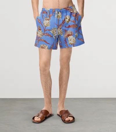 Loewe Printed Swim Trunks In Blue