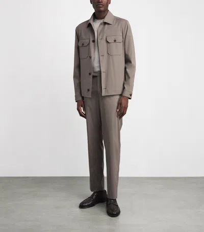 Corneliani Water-repellent Techwool Overshirt In Neutral