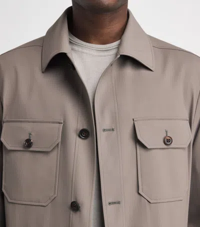 Corneliani Water-repellent Techwool Overshirt In Neutral