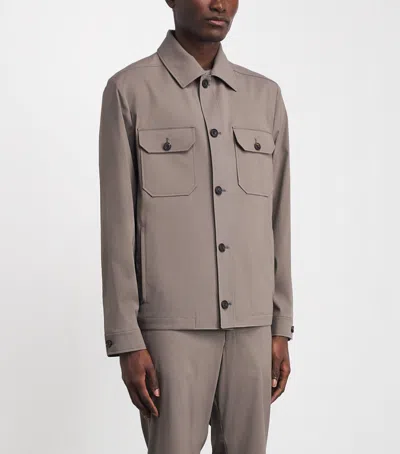 Corneliani Water-repellent Techwool Overshirt In Neutral