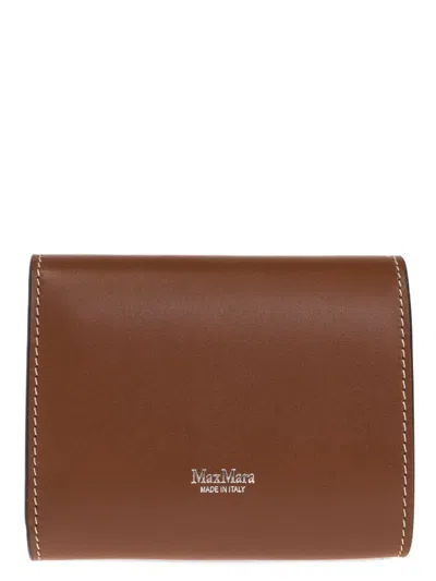 Max Mara Leather Compact Wallet In Pink