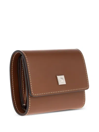 Max Mara Leather Compact Wallet In Pink