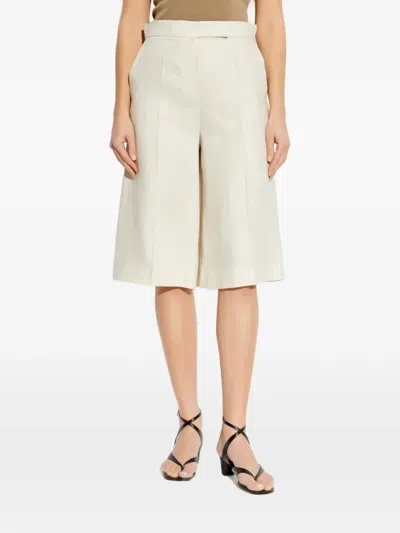Max Mara Beige Linen Twill Mxmkaki Bermuda Shorts In Multi